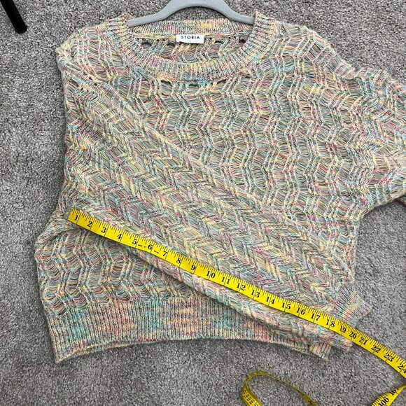 STORIA Chunky Rainbow Crew neck Knit Zig Zag Weave Sweater Sz. L - Picture 9 of 9